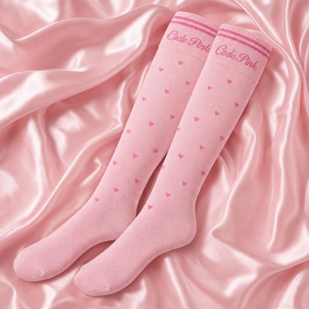 Code Pink Signature Compression Socks — isolated product view